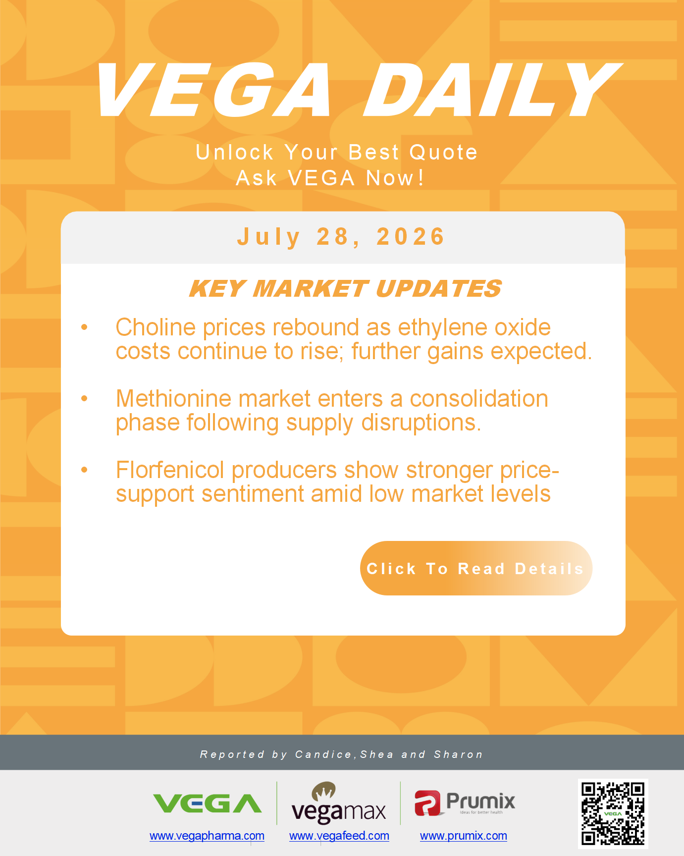 VEGA Daily 20260728 Choline Methionine Florfenicol Update.png